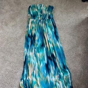 Strapless Tie Die Maxi Dress